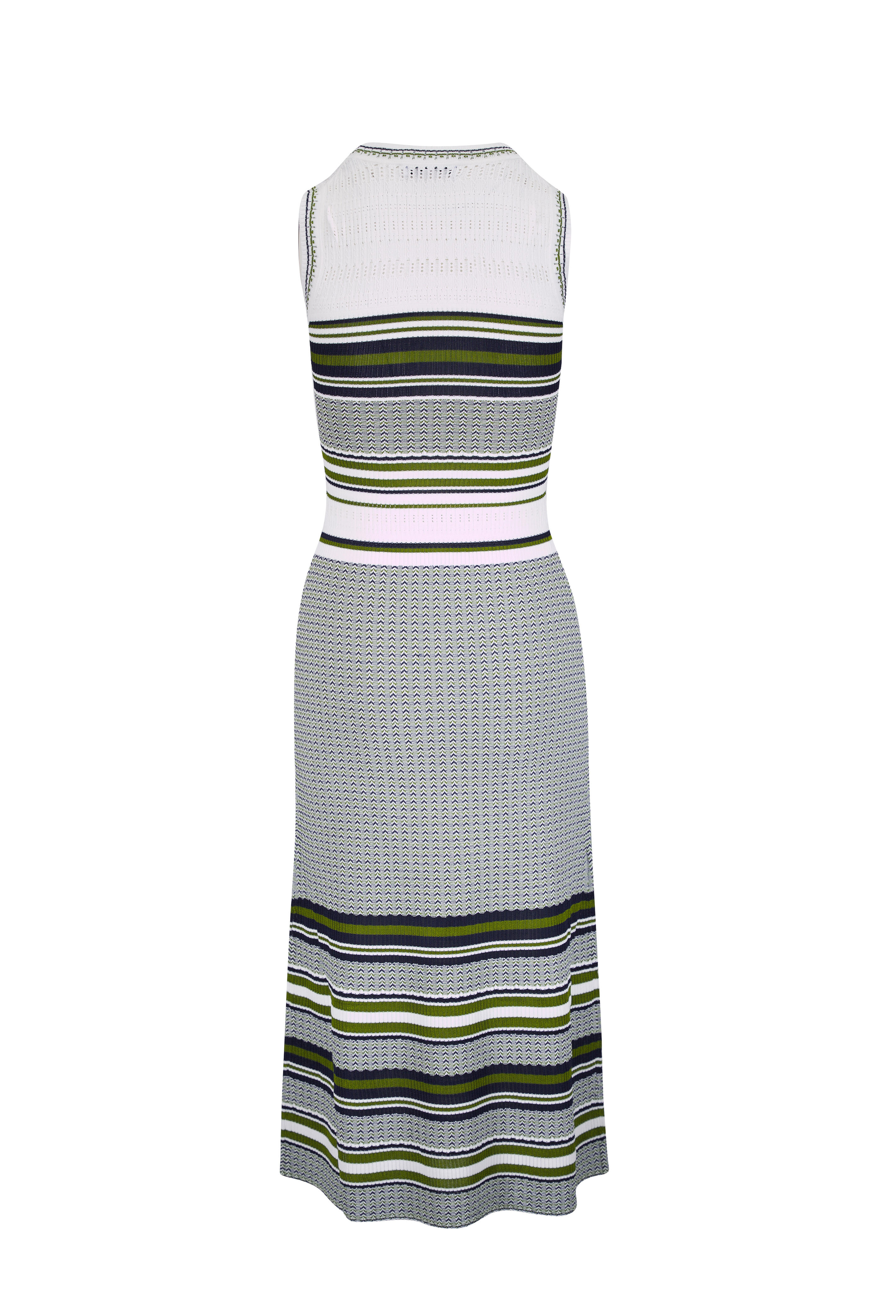 Veronica Beard - Dawna Blue, Green & White Knit Midi Dress - view 5