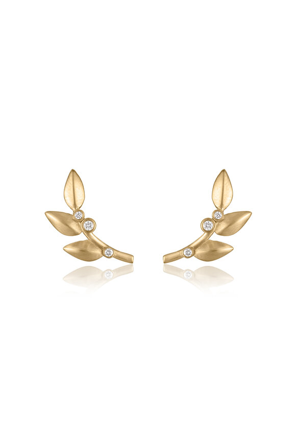 Loriann 14k Yellow Gold Diamond Wisteria Ear Climbers