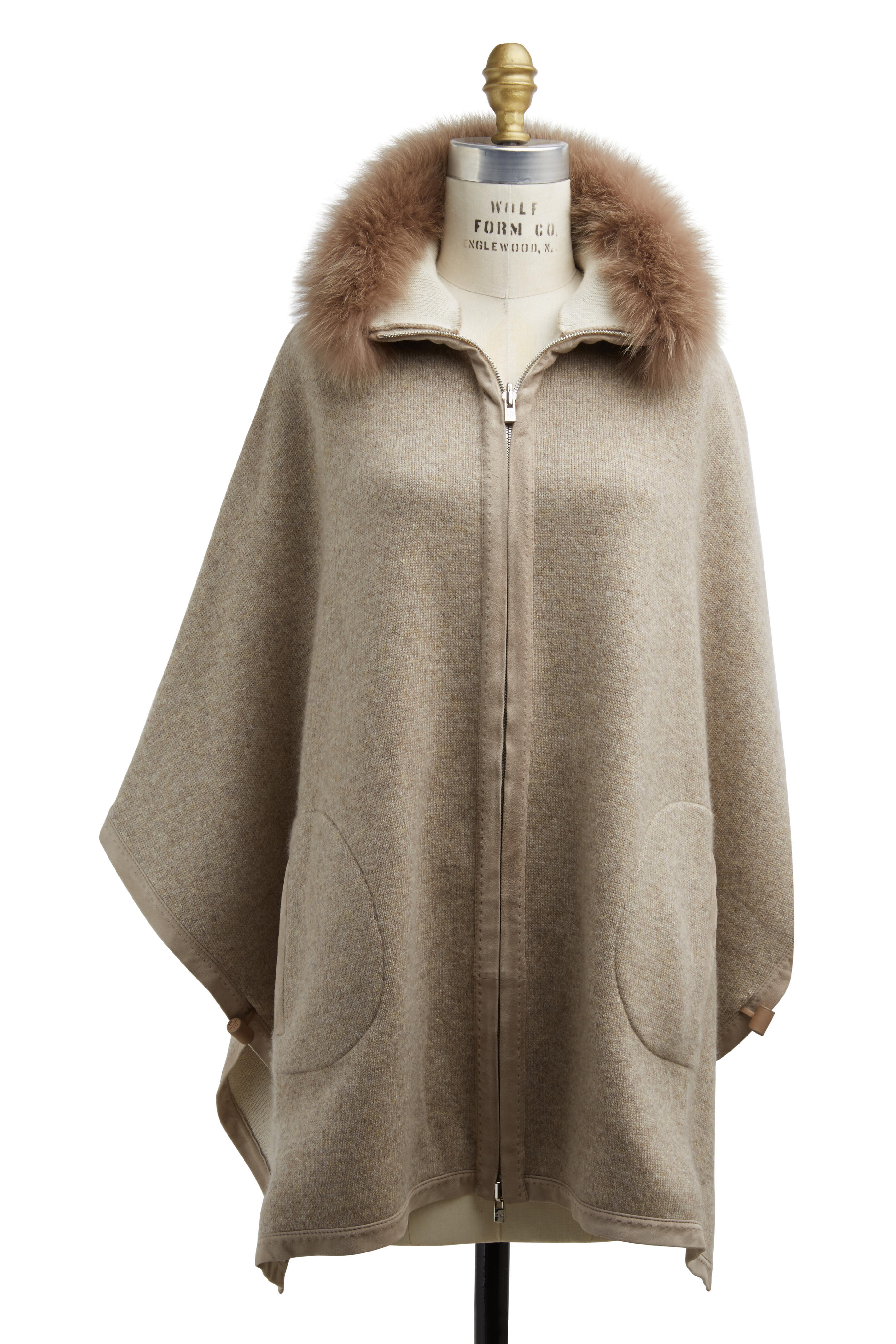 Loro Piana - Dusseldorf Beige Baby Cashmere & Fox Fur Poncho