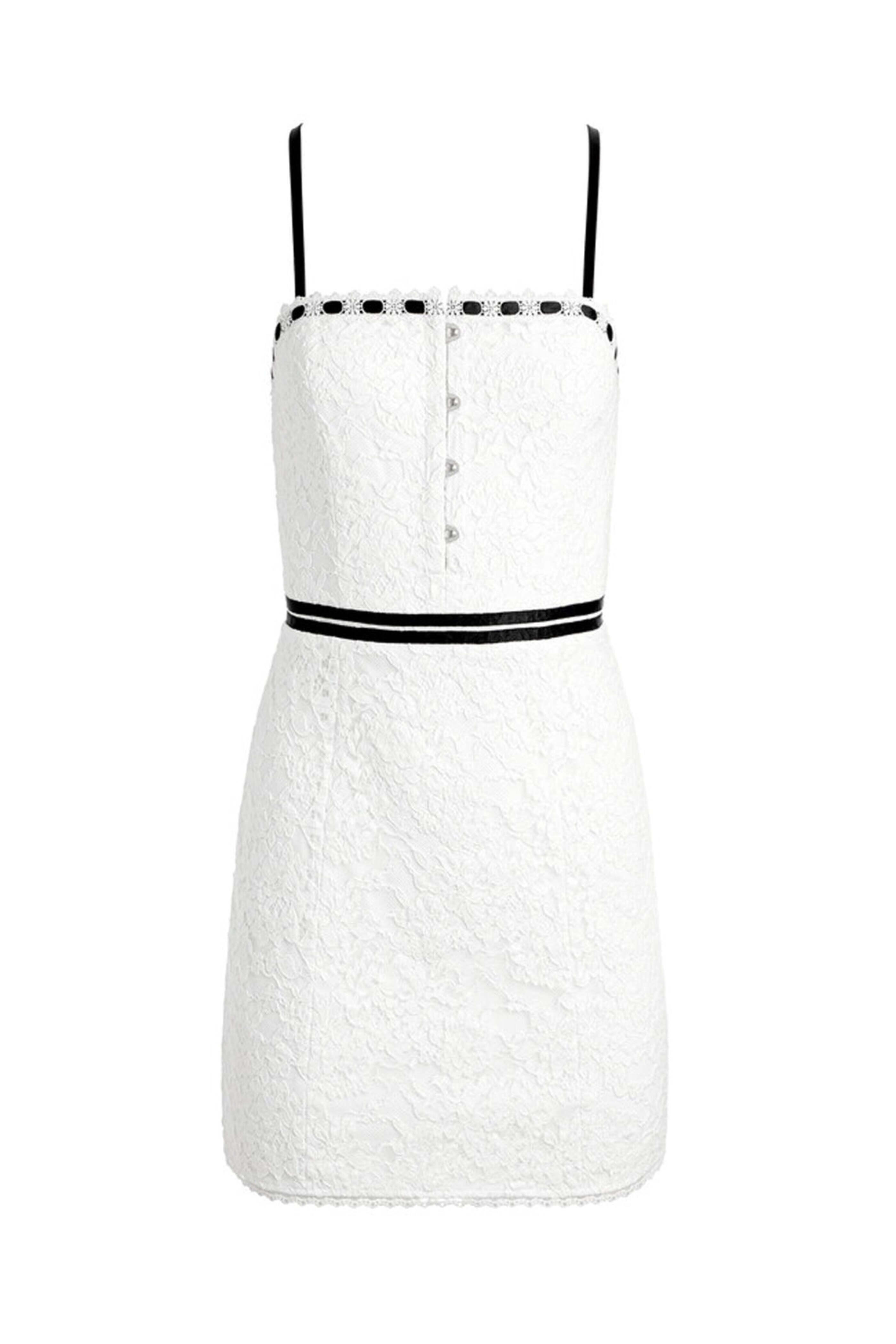 Alice & Olivia - Off White and Black Lace Matilda Mini Dress
