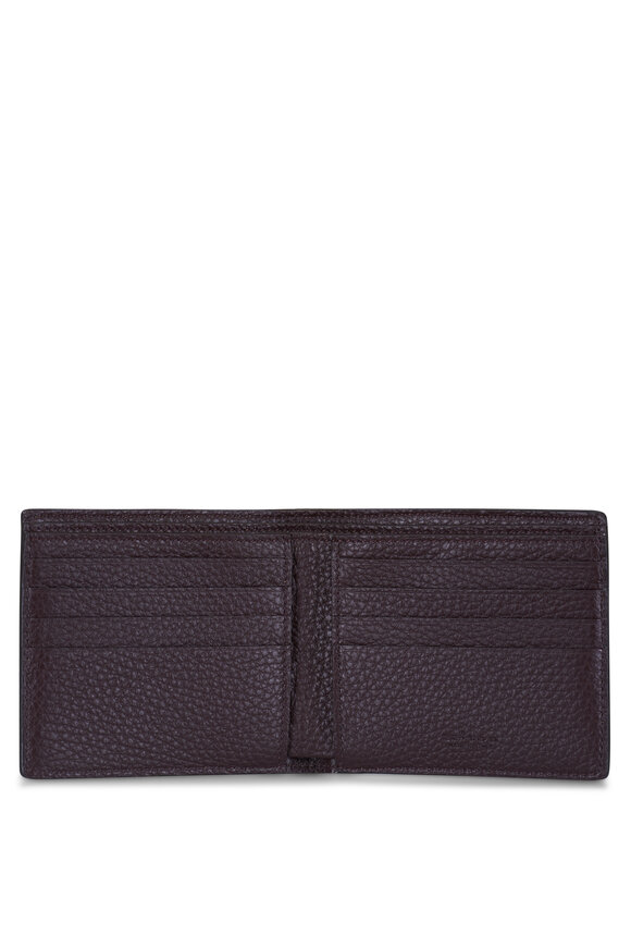Kiton Brown Grained Leather Bi-Fold Wallet - view 3