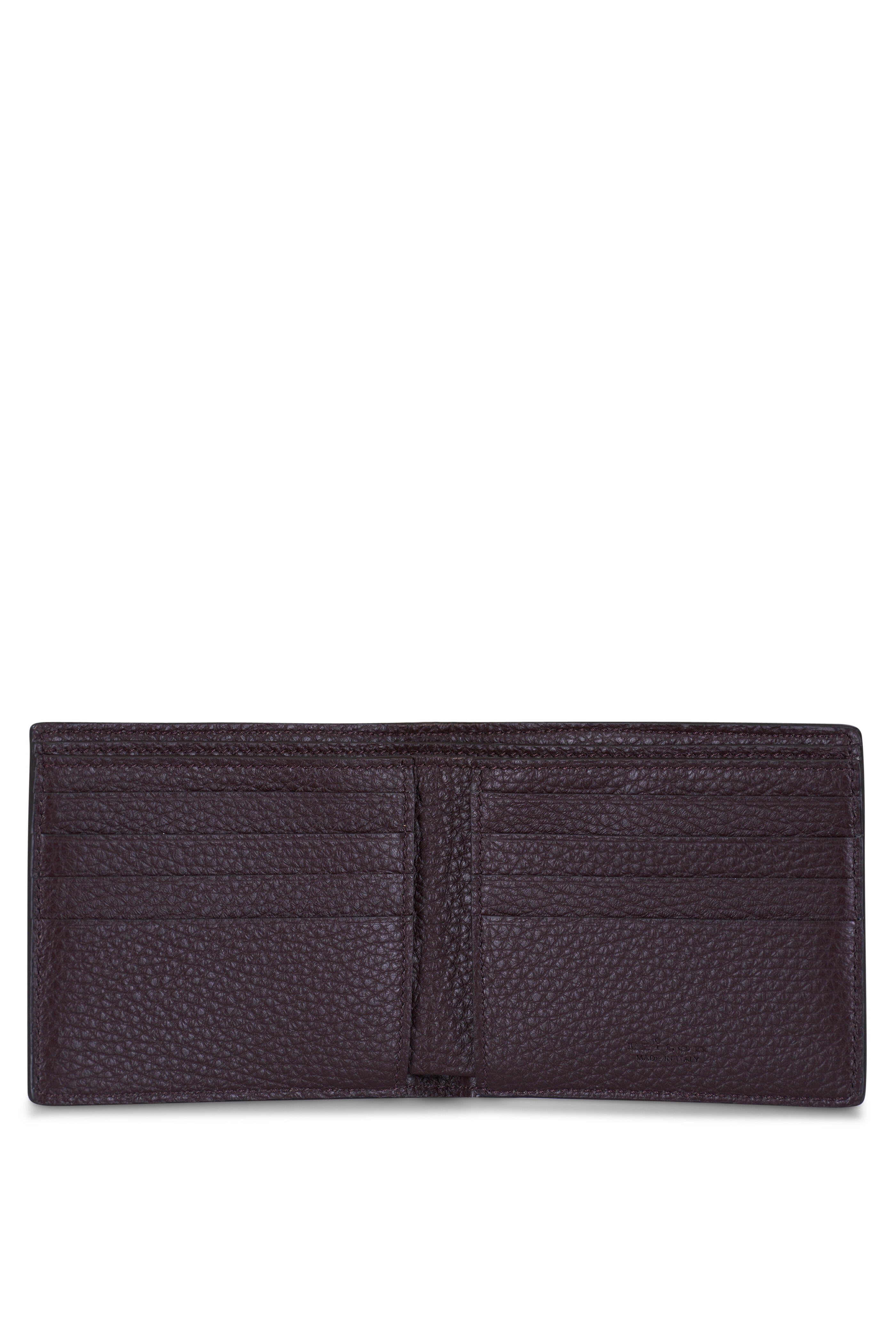 Kiton - Brown Grained Leather Bi-Fold Wallet