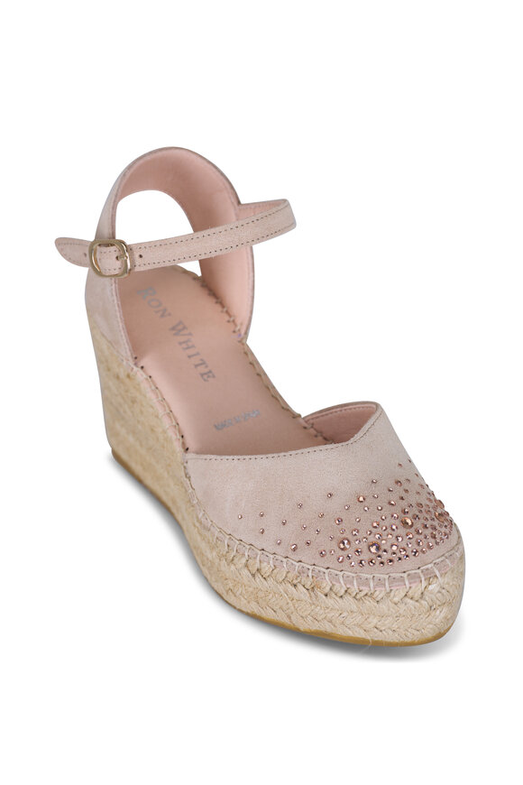 Ron White Breeza Oyster Crystal Suede Wedge, 80mm