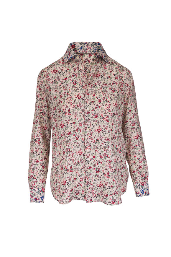 Loro Piana Thea Multicolor Floral Print Silk Blouse