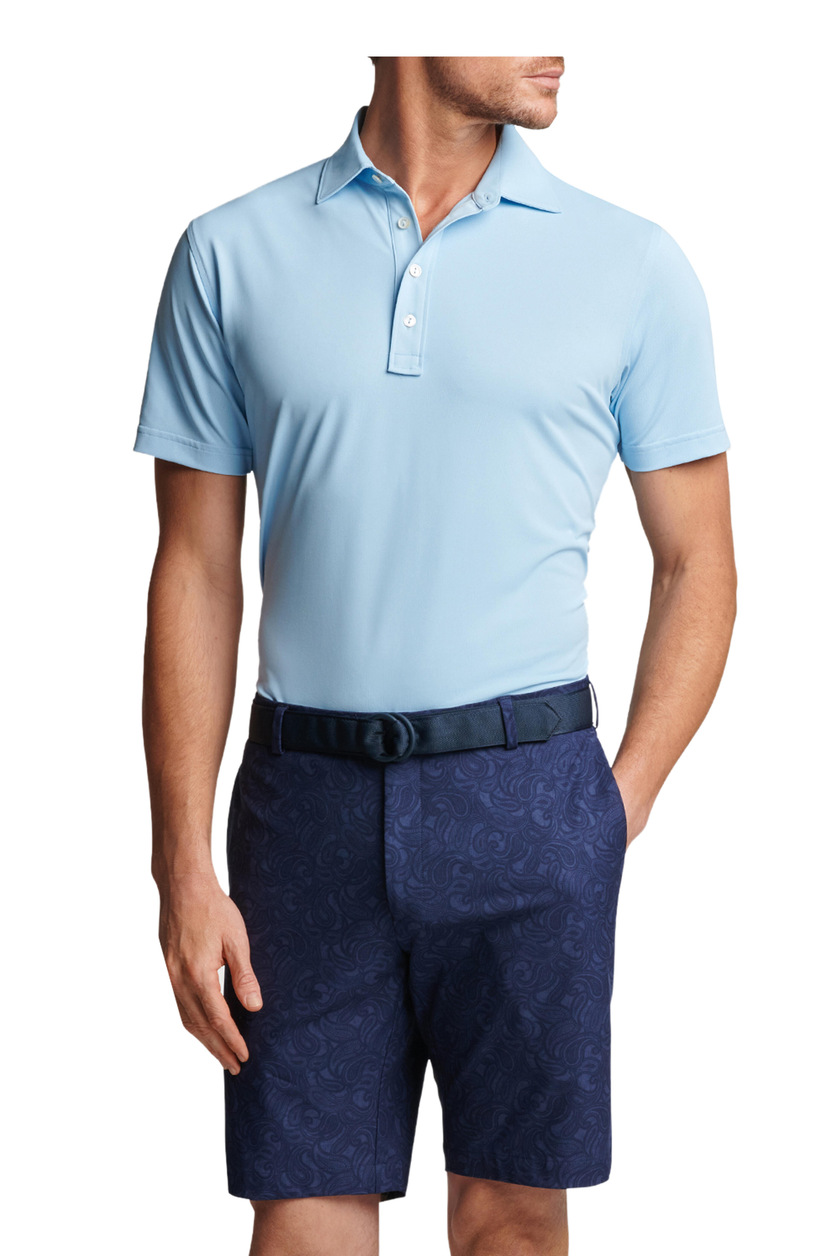 Peter Millar Men's Soul Blue Frost Performance Mesh Polo