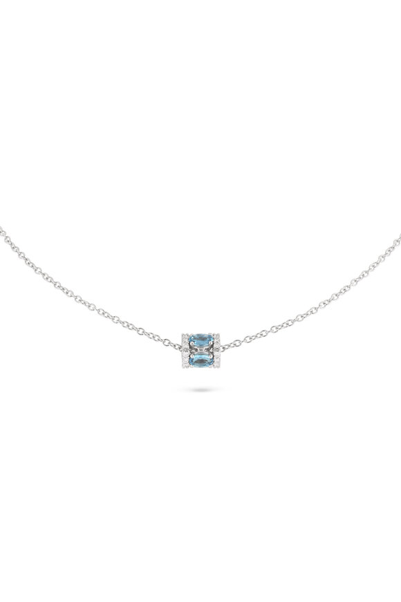 Miseno 18k White Gold Diamond & Aqua Pendant Necklace
