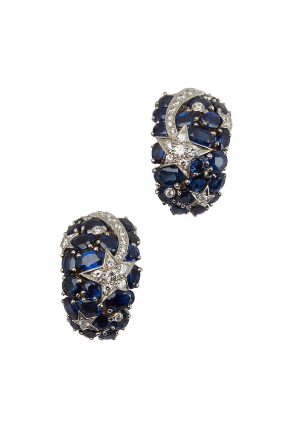Fred Leighton - Blue Sapphire Diamond Star Earrings