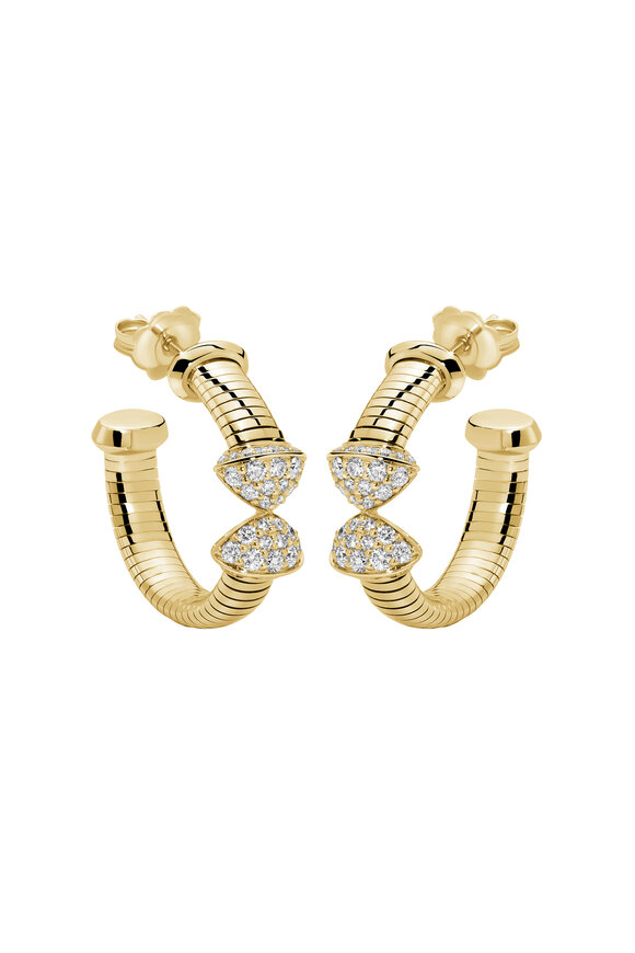 Mattia Cielo 18k Yellow Gold Titanium Diamond Hoop - view 1