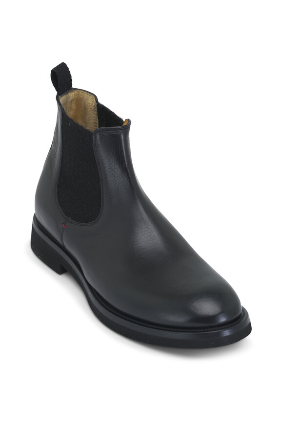Kiton Black Leather Chelsea Boot 