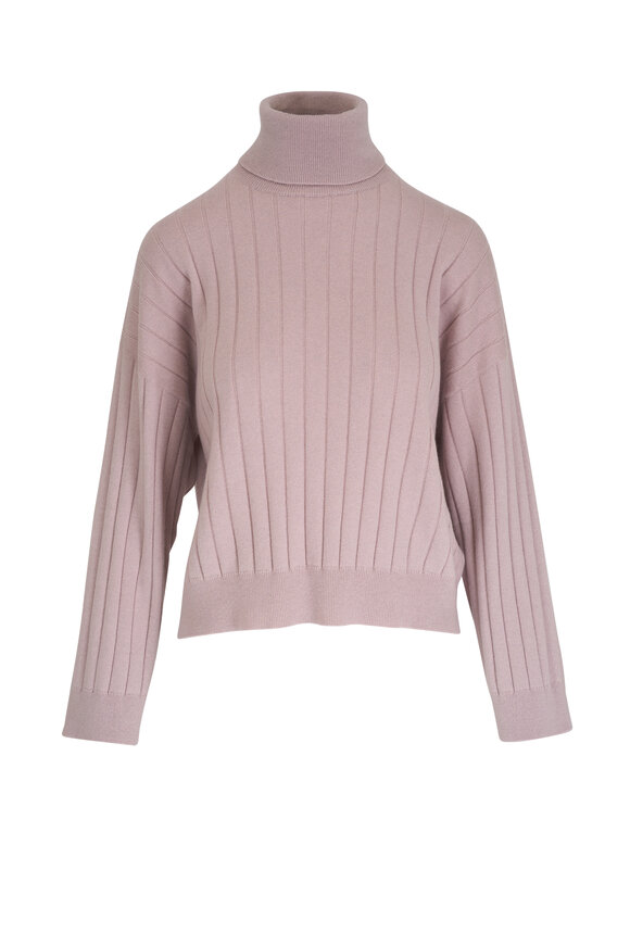 Brunello Cucinelli Light Pink Ribbed Cashmere Turtleneck