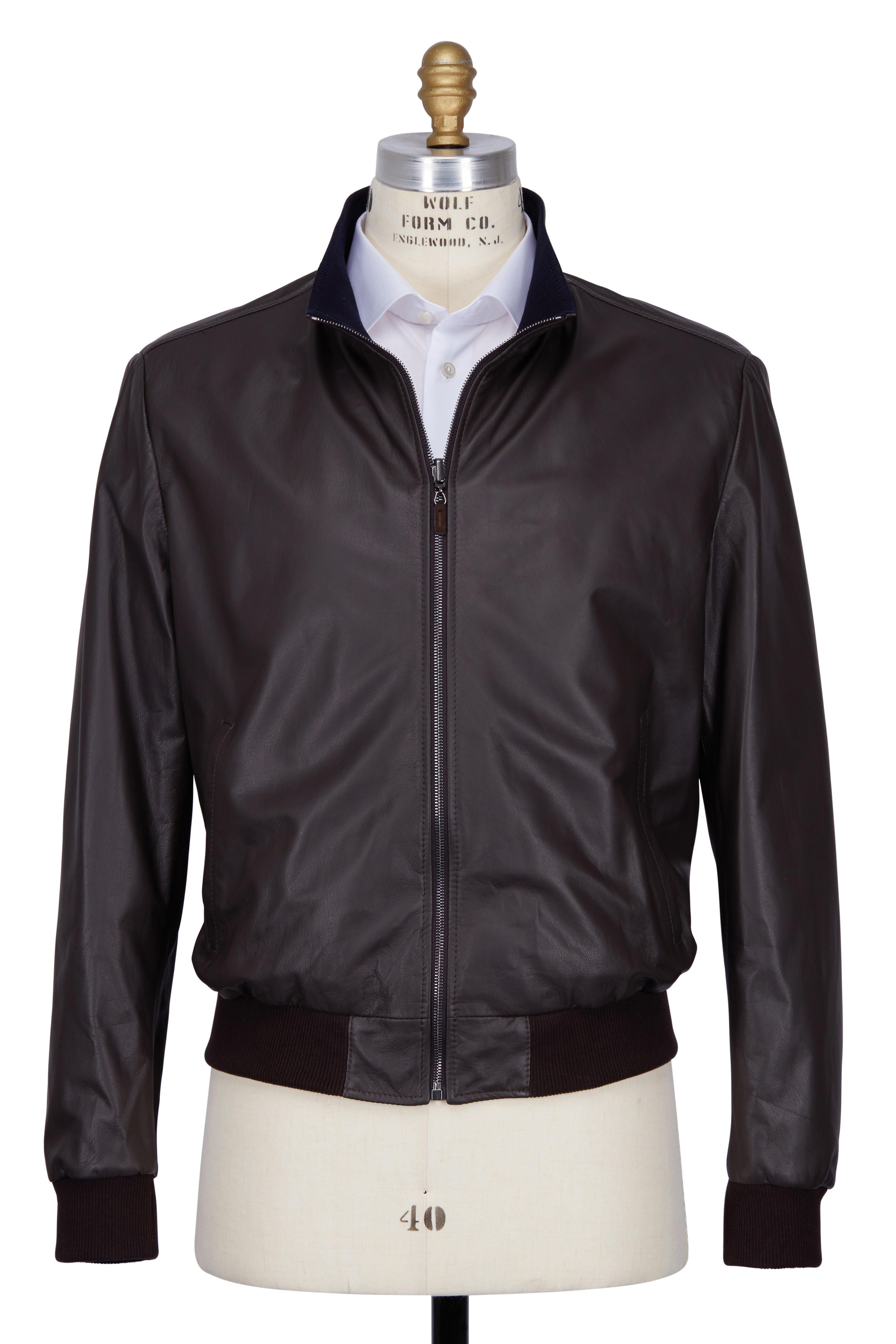 Men's reversible brown leather bomber jacket - Gimo's