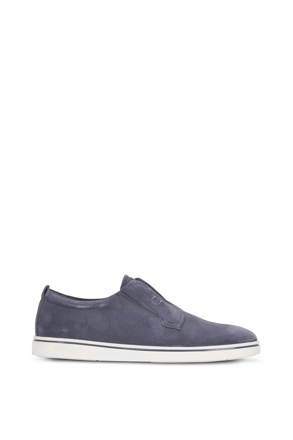 Ferragamo Alfie Navy Suede Slip-On Sneaker - view 4