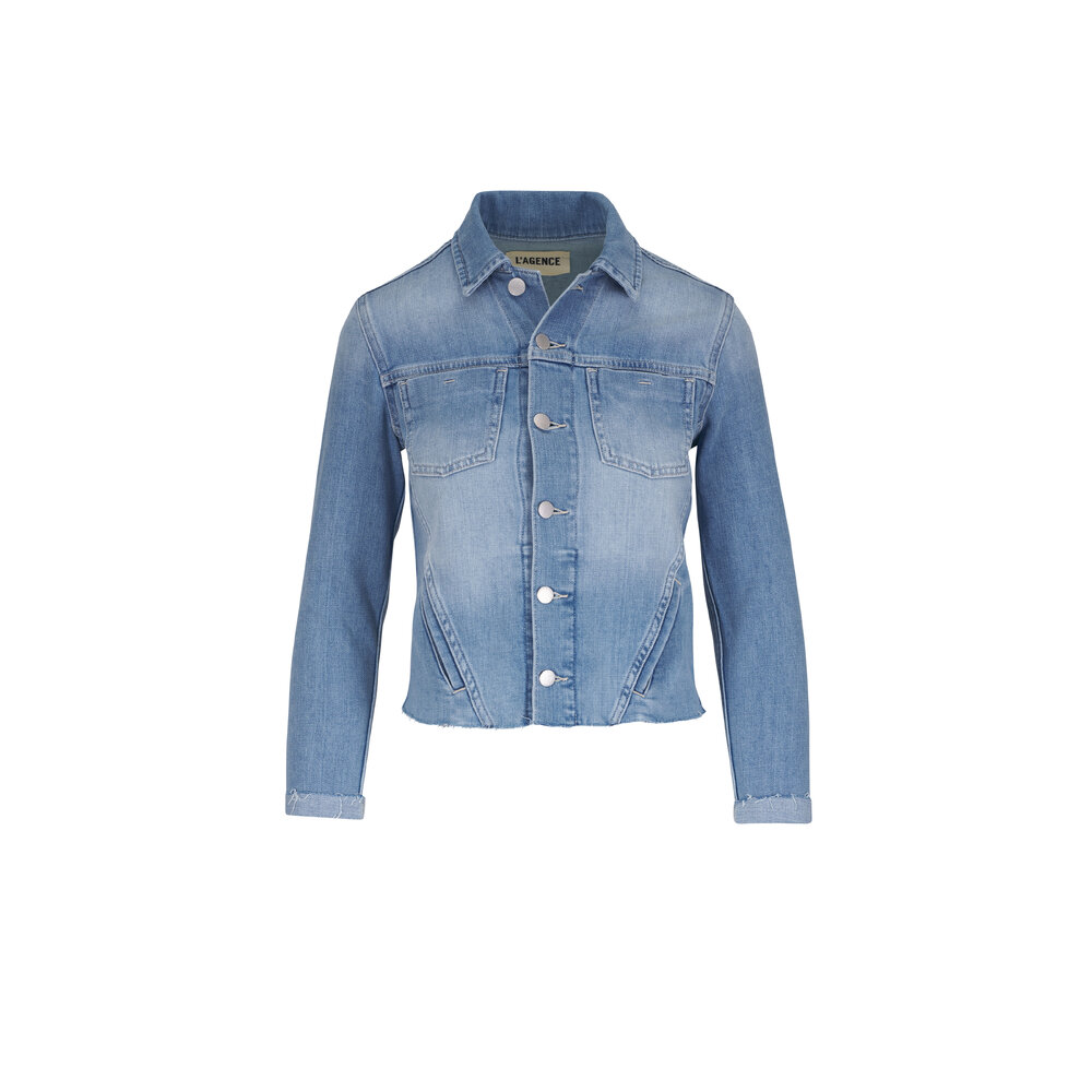 【L'AGENCE】Janelle スリム ローエッジ ジャケット L'Agence - Janelle Essex Raw Trim Denim Jacket | Mitchell Stores