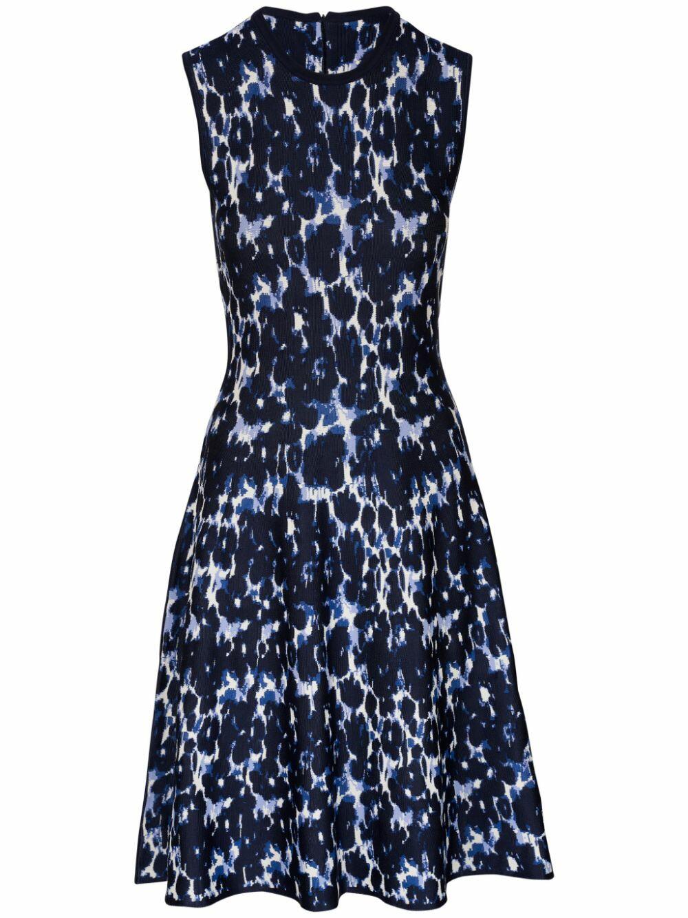 Lela Rose - Penelope Navy Blue Multi Jacquard Dress