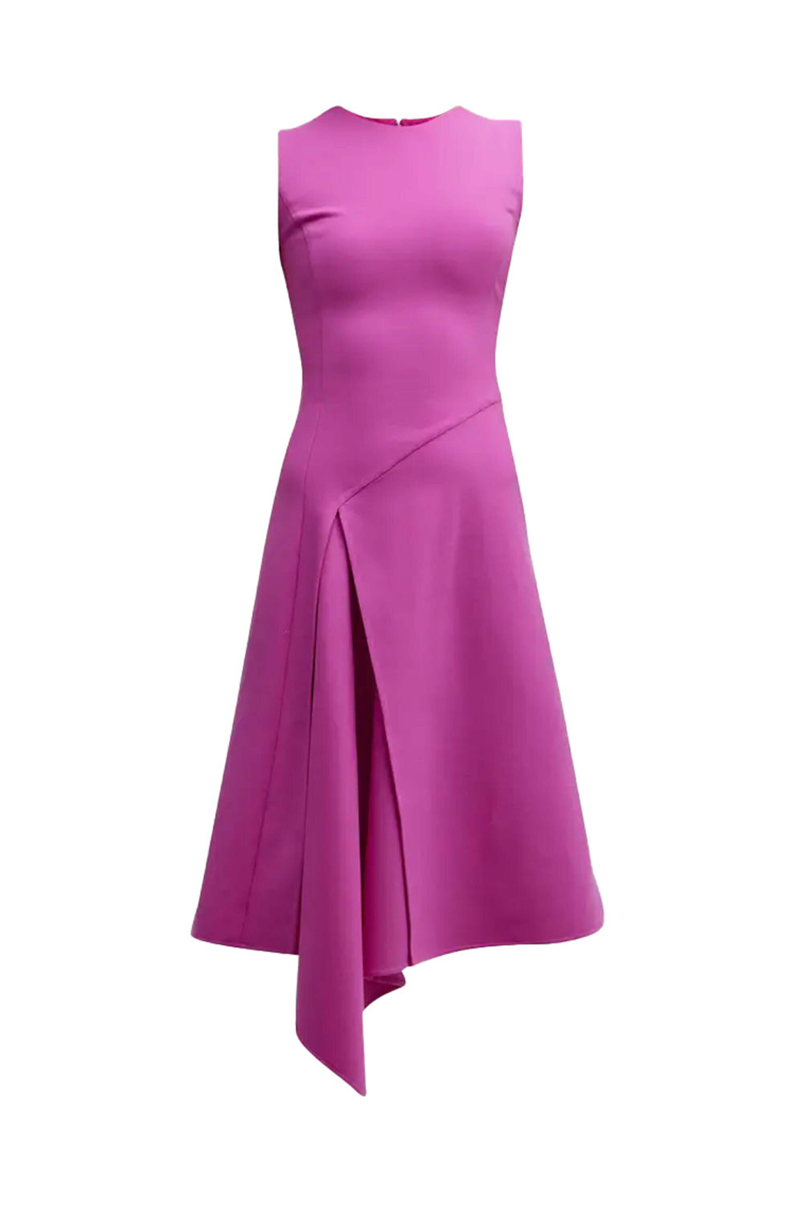 Oscar de la Renta - Orchid Sleeveless Drape Wool Dress