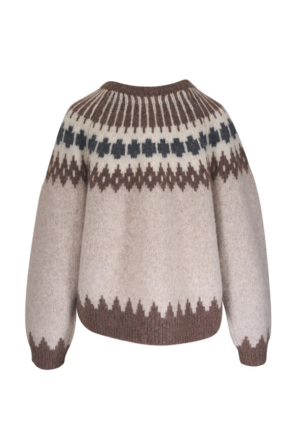 Nili Lotan - Alena Oatmeal Fair Isle Crewneck Sweater