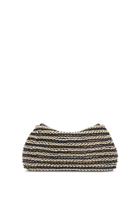 Totême Mini T-Lock Black & Natural Woven Leather Clutch - view 2