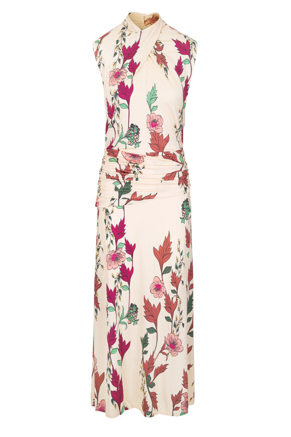 Johanna Ortiz Hibiscus Compass Ecru Midi Dress - view 1