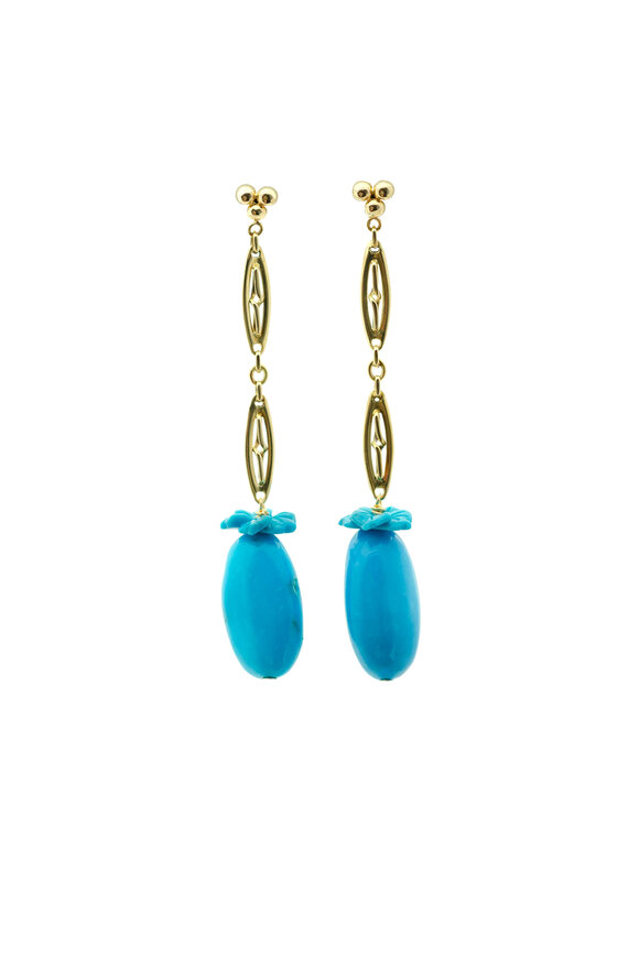 Haute Victoire - Antique Gold & Turquoise Earrings