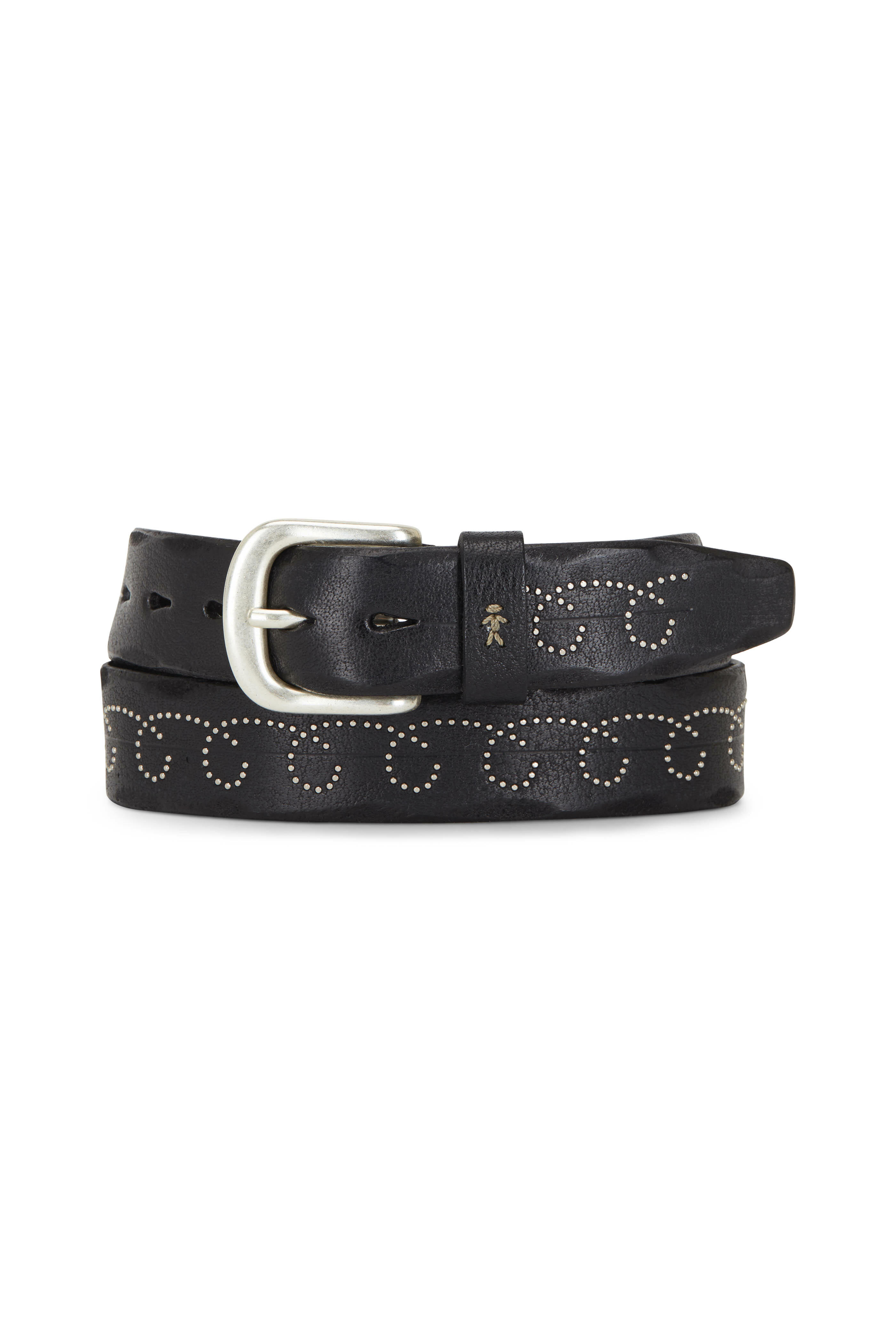 Henry Beguelin - Infinity Black Leather Silver Studded Belt