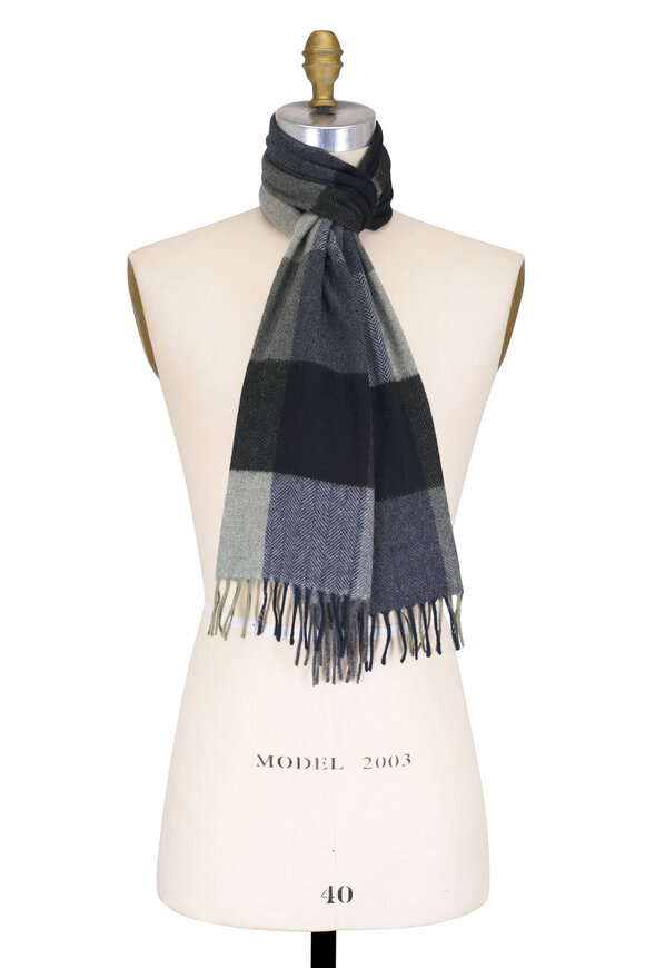 Chelsey Imports Gray Plaid Cashmere Scarf