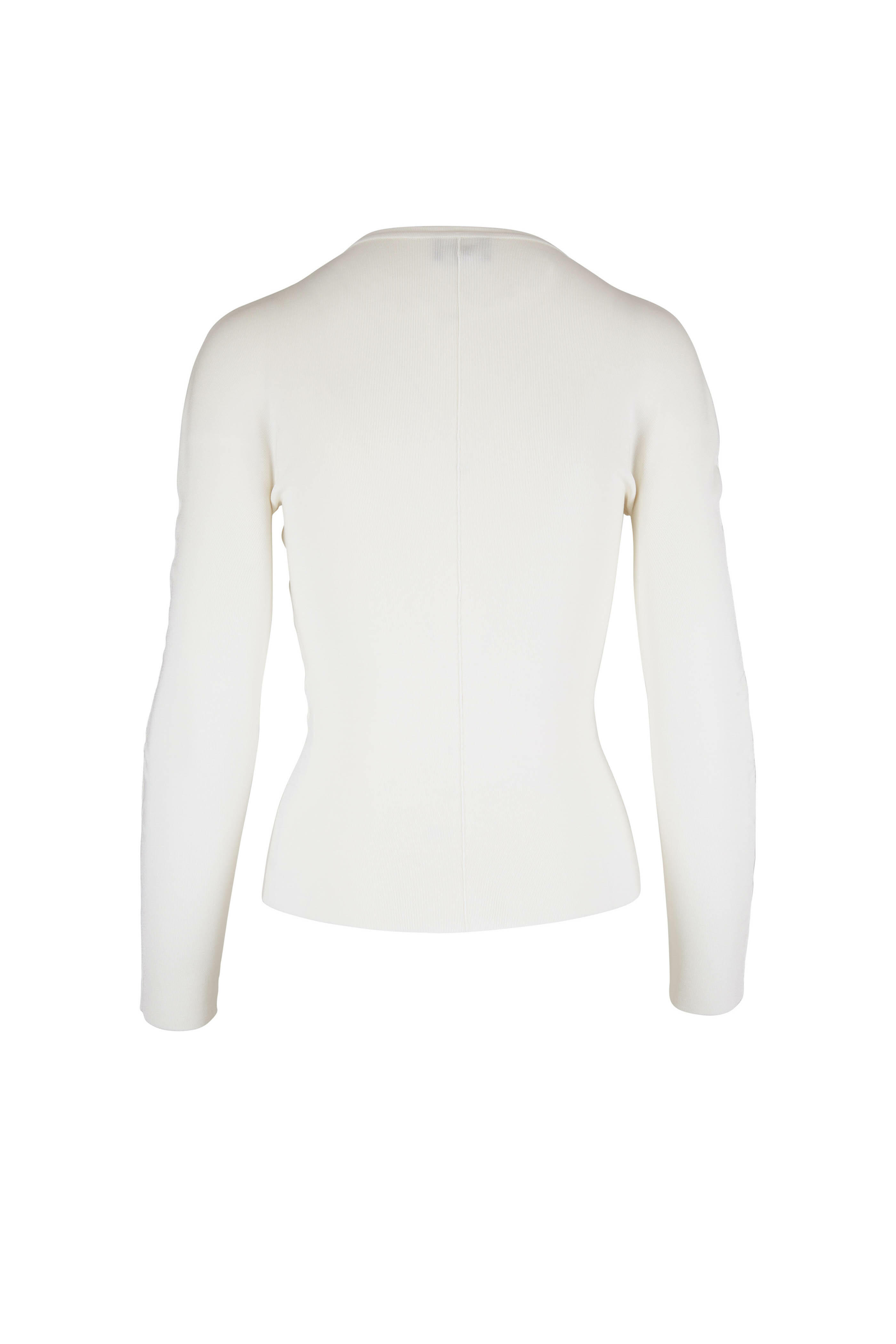 Giorgio Armani - White Knit Half-Zip Knit Sweater