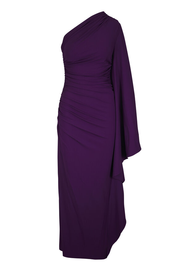 Michael Kors Collection Amethyst Draped One Shoulder Gown - view 1