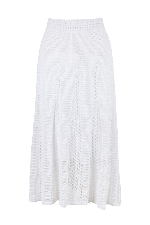 Vince - Optic White Godet Crochet Skirt