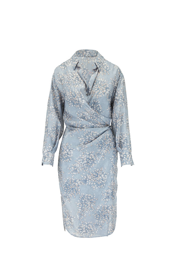 Brunello Cucinelli - Celeste Silk Belted Wrap Dress