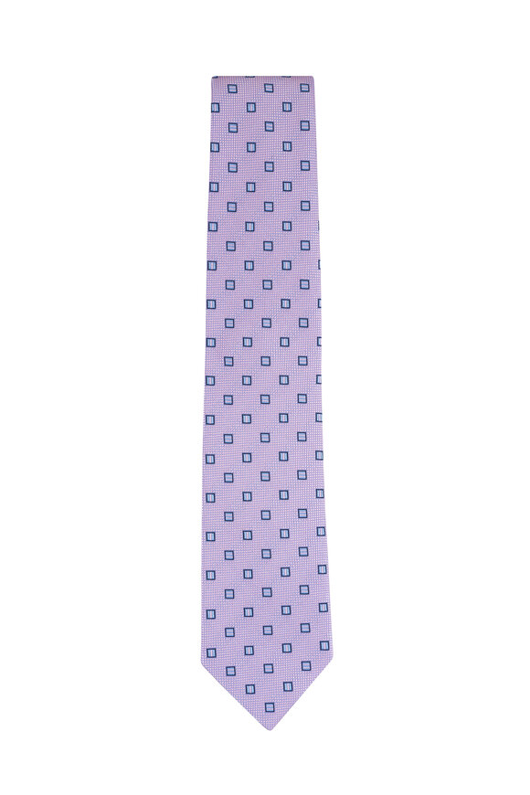 Brioni Pink Square Motif Silk Necktie - view 1