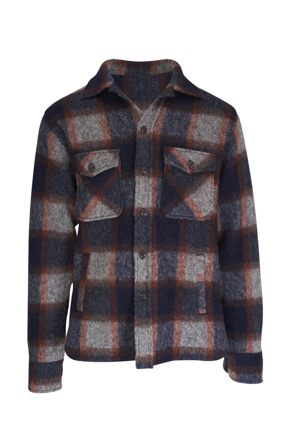 Tintoria Brown & Navy Plaid Overshirt