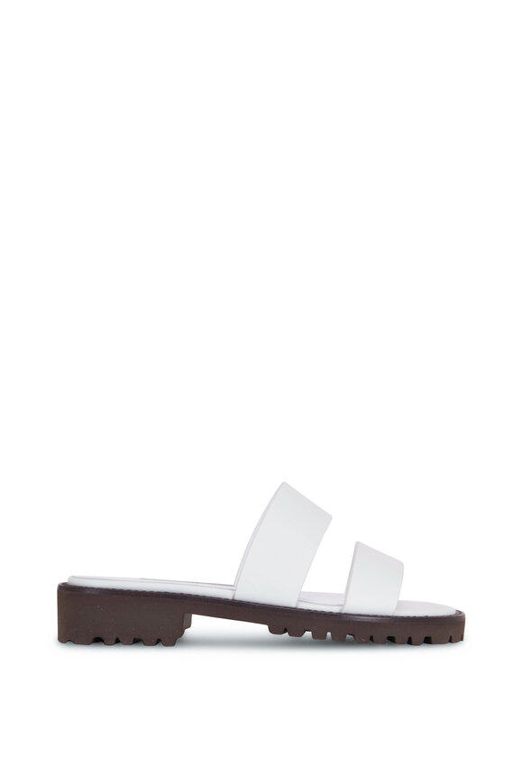 Manolo Blahnik - Gadmu White Leather 2 Band Flat Sandal