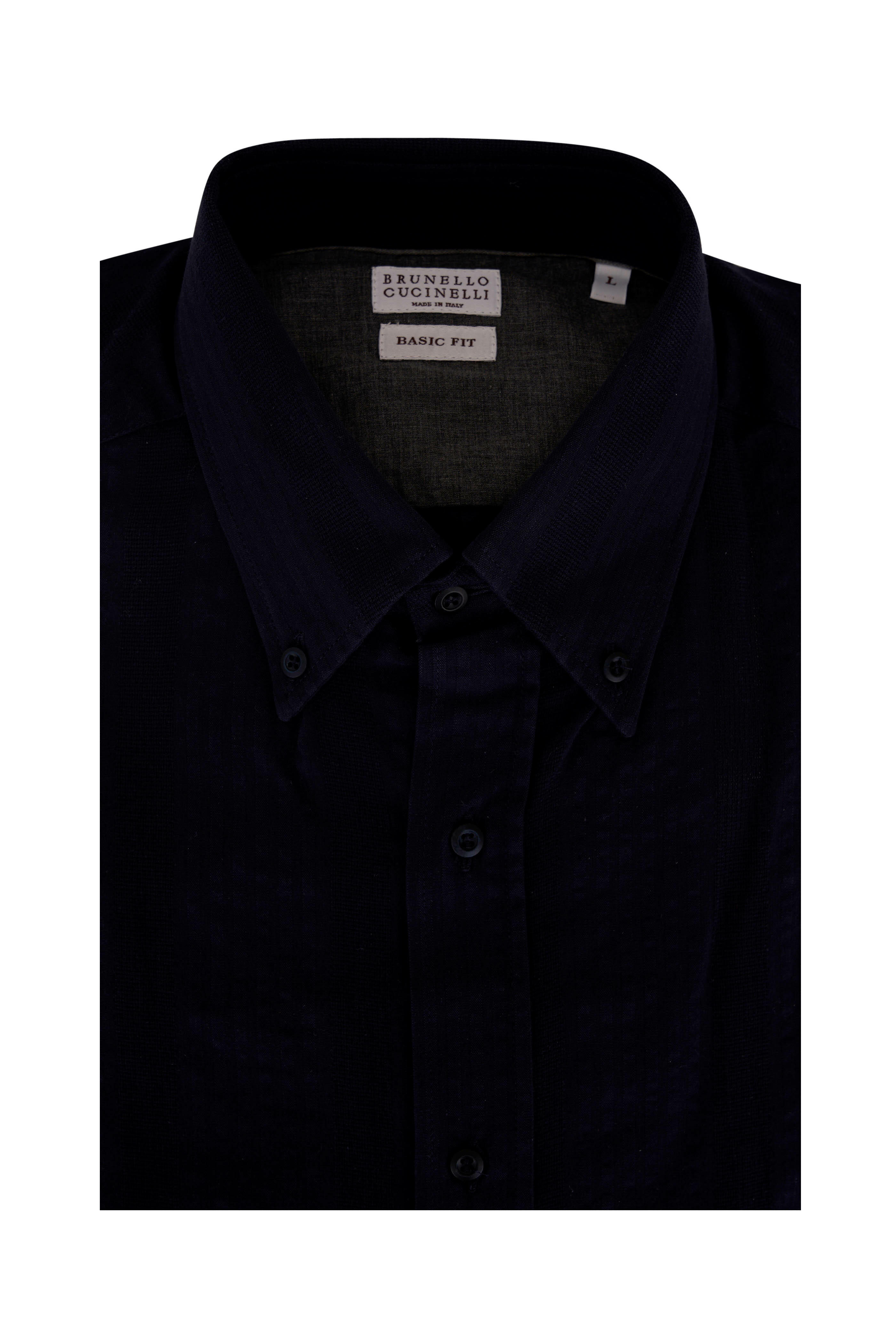Brunello Cucinelli - Tonal Navy Seersucker Cotton Sport Shirt