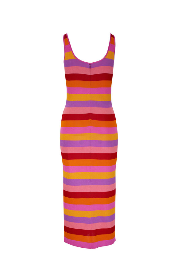 Carolina Herrera - Multicolor Stripe Knit Column Midi Dress 