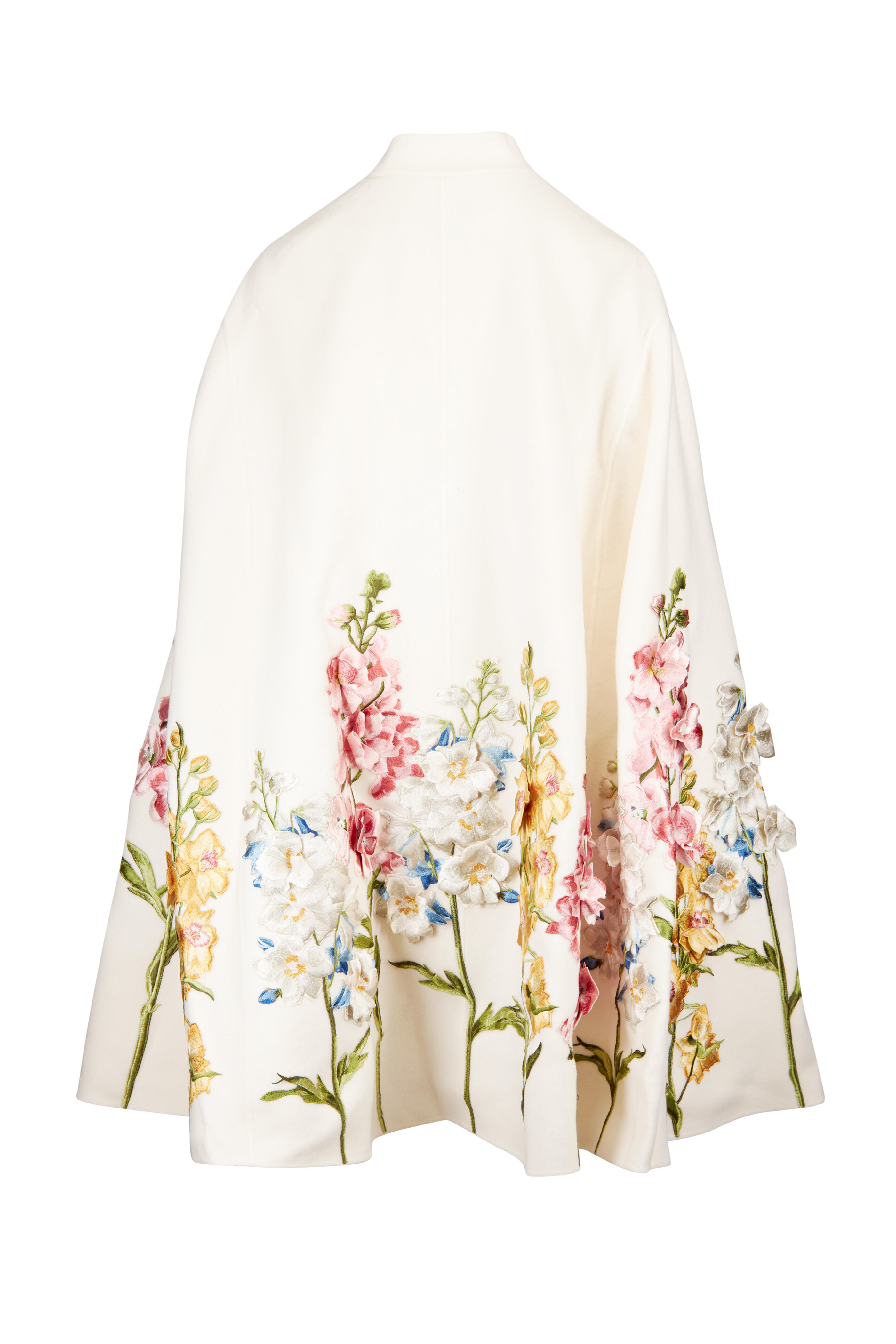 Leo Lin - Clover Snapdragon Embroidered Wool Cape Jacket - view 2