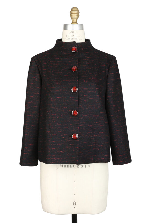 Kiton - Black & Red Wool Blend Jacket