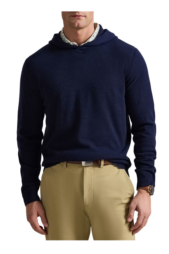 RLX Ralph Lauren Navy Blue Cashmere Hoodie - view 3