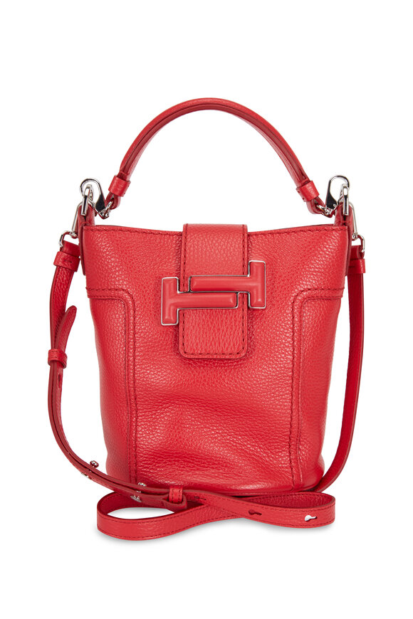 Tod's - Double T Red Leather Small Bucket Crossbody Bag