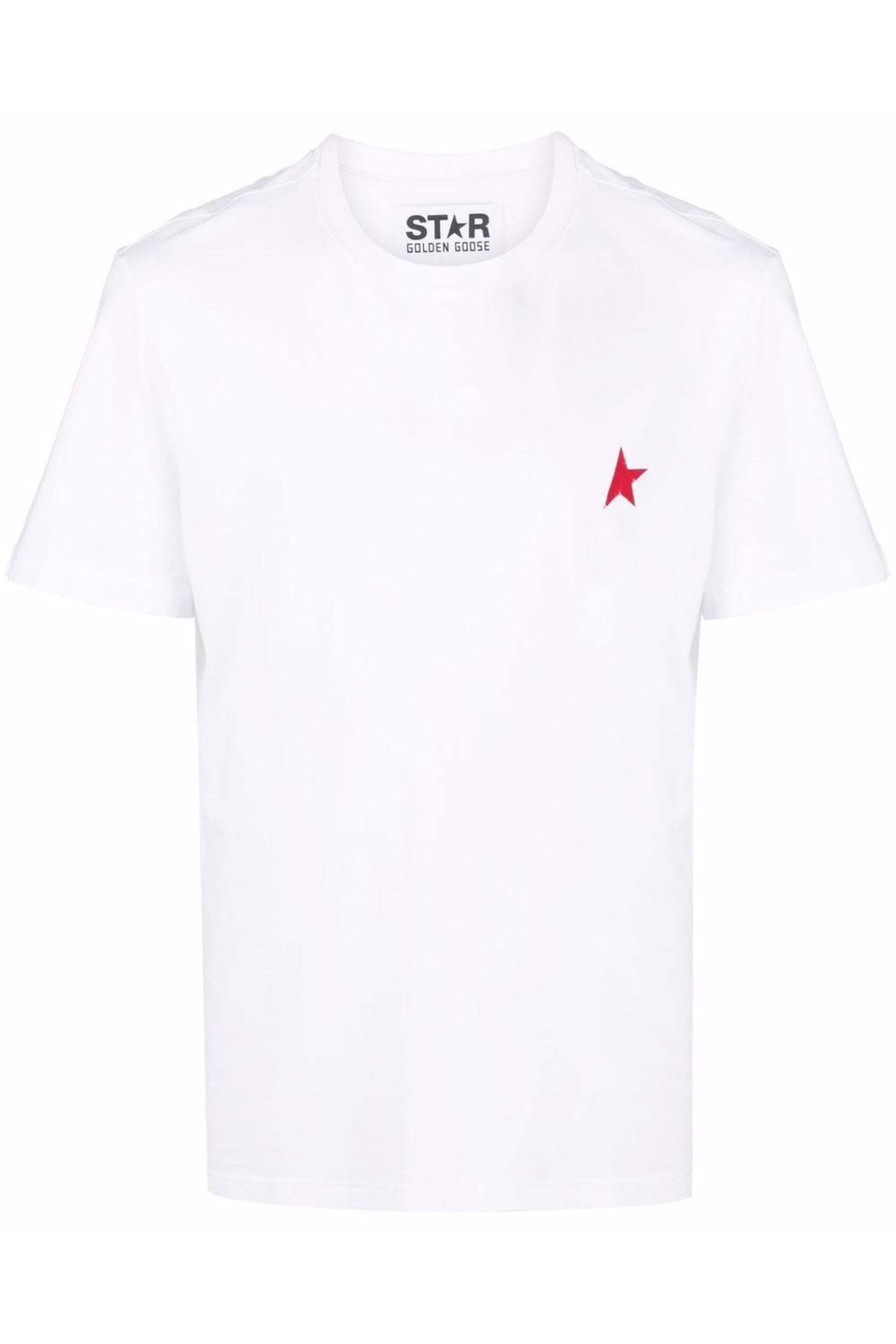 Golden Goose - Star Collection T-Shirt in White with Red Star