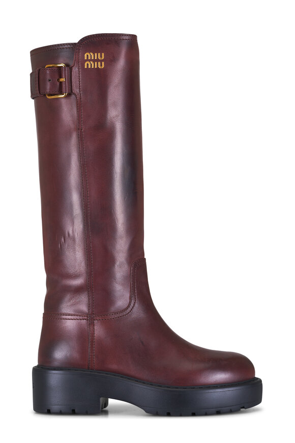 Miu Miu Boyfriend Coffee Leather Tall Boot, 55mm - view 2