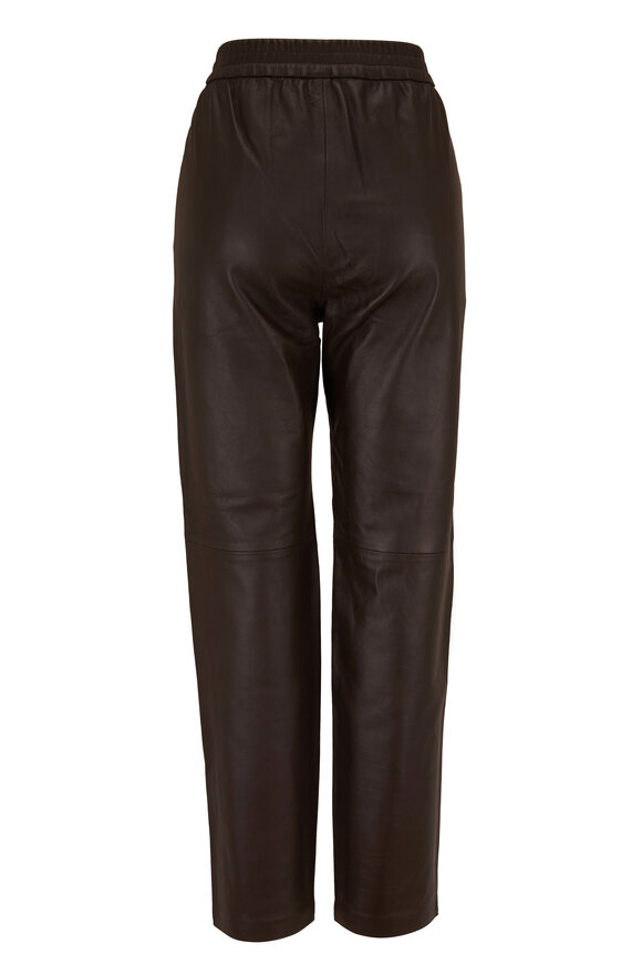 CO Collection - Brown Leather Straight Leg Jogger Pant