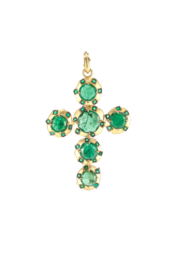 Sylva & Cie - Emerald Cross Pendant