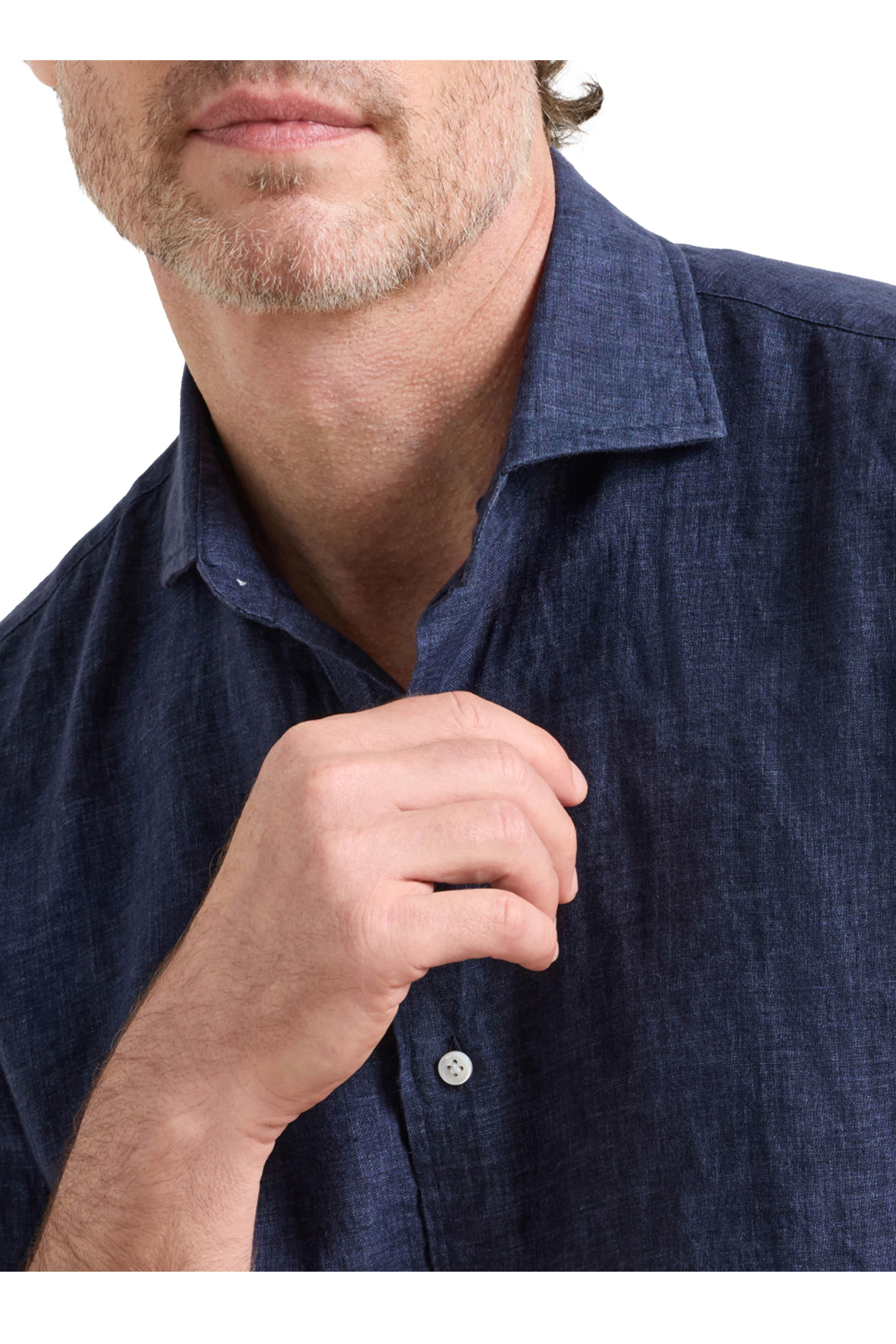 Peter Millar - Astino Navy Blue Linen Sport Shirt - view 4