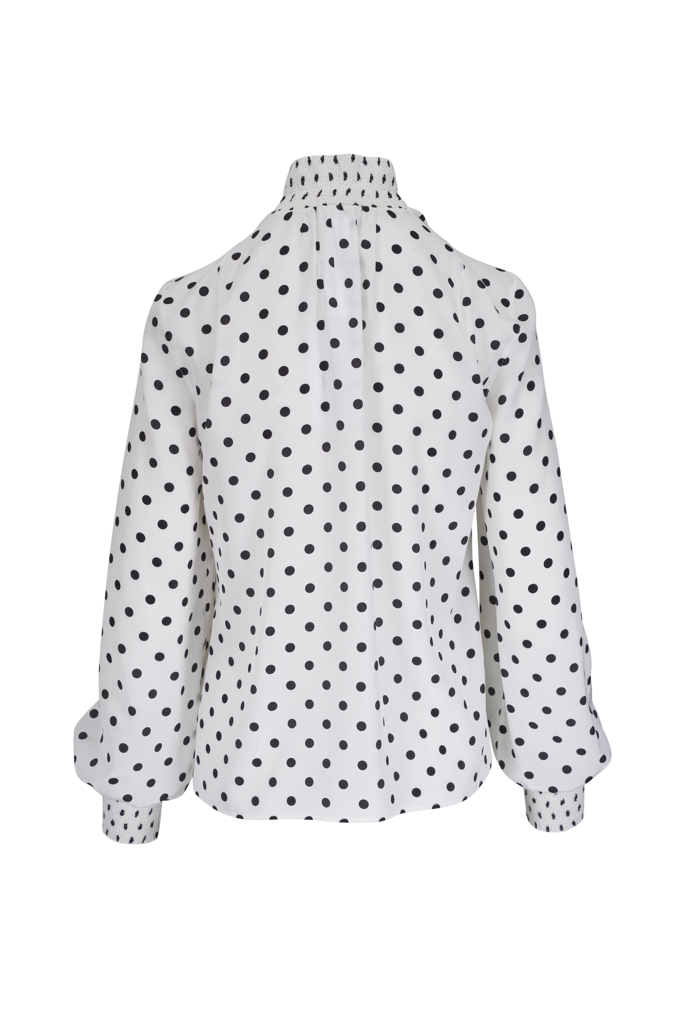 Akris Punto - Black & White Polka Dot Print Boho Blouse