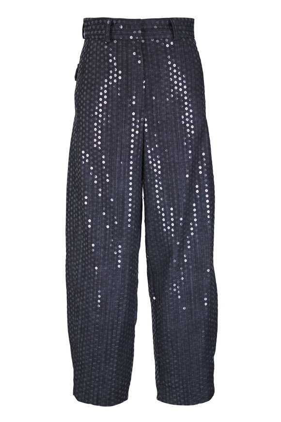 Odeeh Jet Black Sequins Serge Pant - view 1