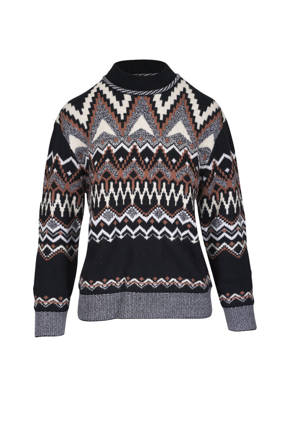 Bogner - Avena Intarsia Black Multi Mock Neck Sweater