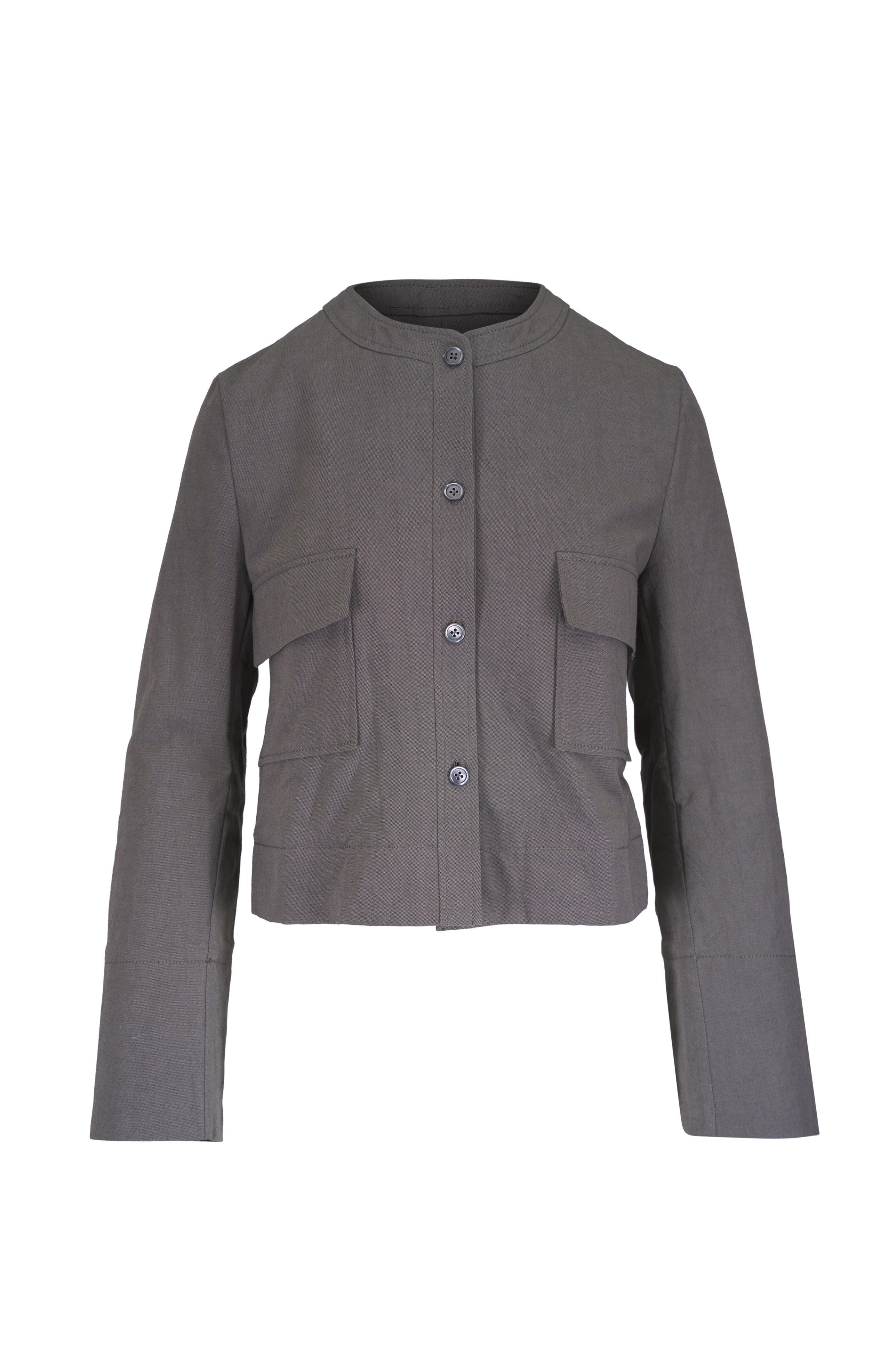 Odeeh - Black Copper Collarless Crop Jacket