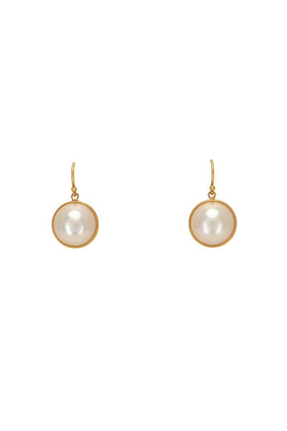 Caroline Ellen Yellow Gold Mabe Pearl Earrings