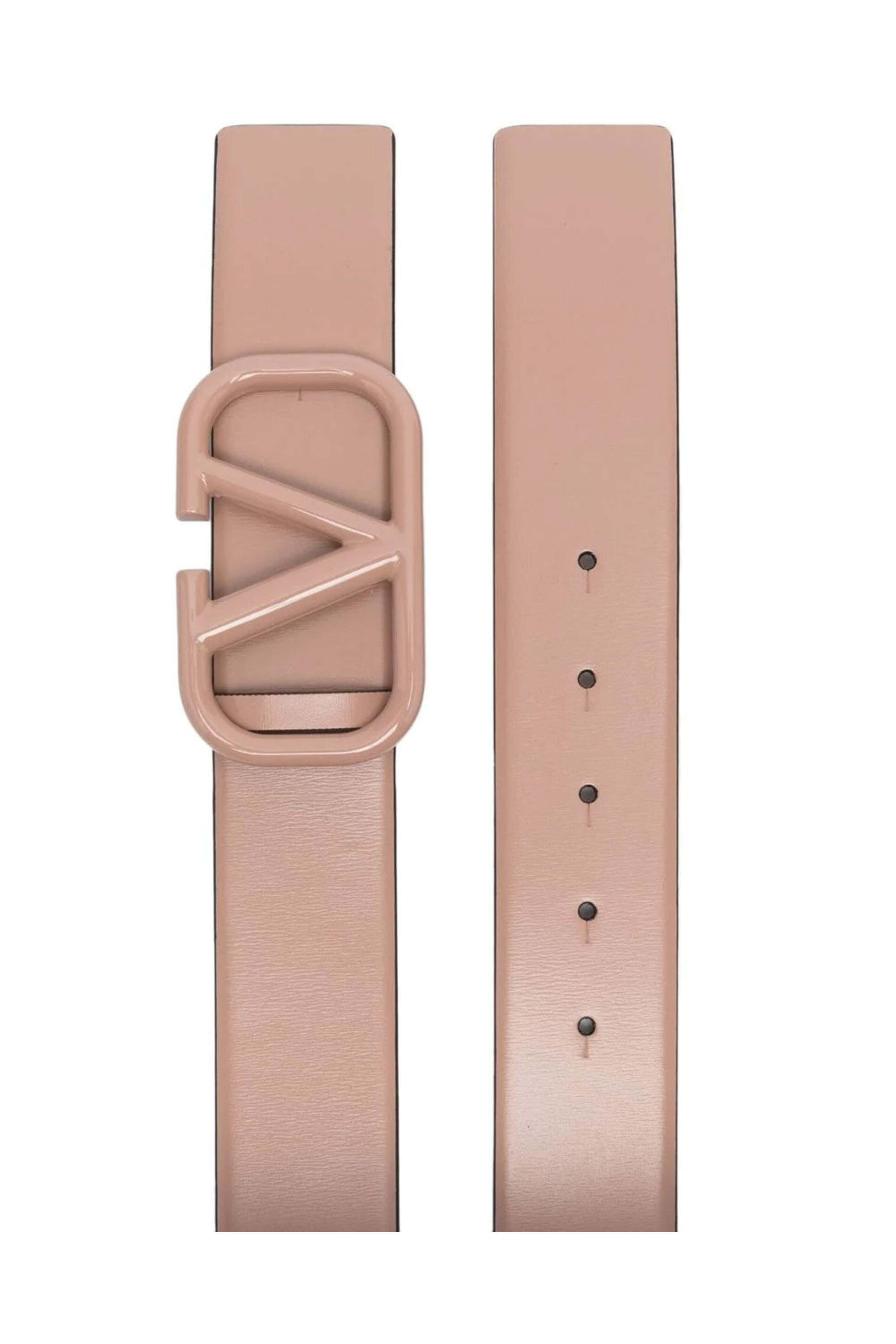 Valentino Garavani - VLogo Signature Leather Belt in Blush Pink display picture 2