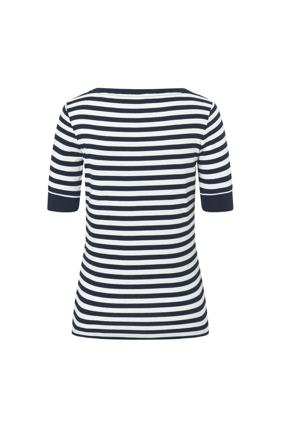 Bogner - Jackie Navy & White Stripe Ribbed Cotton T-Shirt